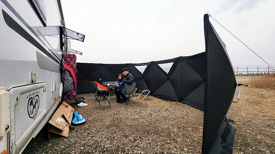 윈드스크린 캠핑 바람막이 캠핑용품 카라반 캠핑카 사이드월 4면 6면 7mm 심지 화이트