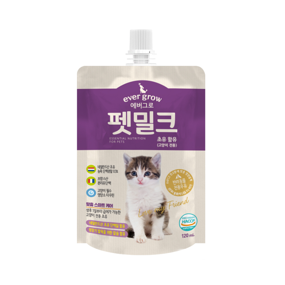 에버그로 펫밀크 고양이전용 초유함유 120ml 고양이우유